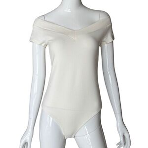 Express Ivory Thong Bodysuit Size Medium NWT